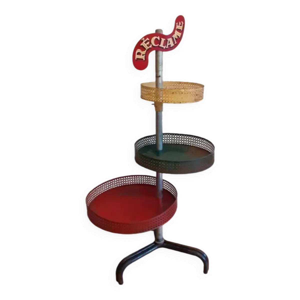 Présentoir magasin épicerie1950 1960 Paris France tôle perforée rigitulle