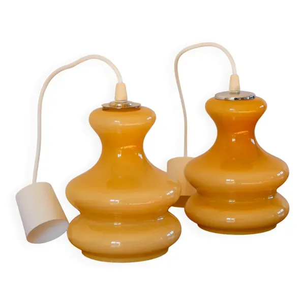 Paire de suspensions en opaline, Bubble, Beige, 1960