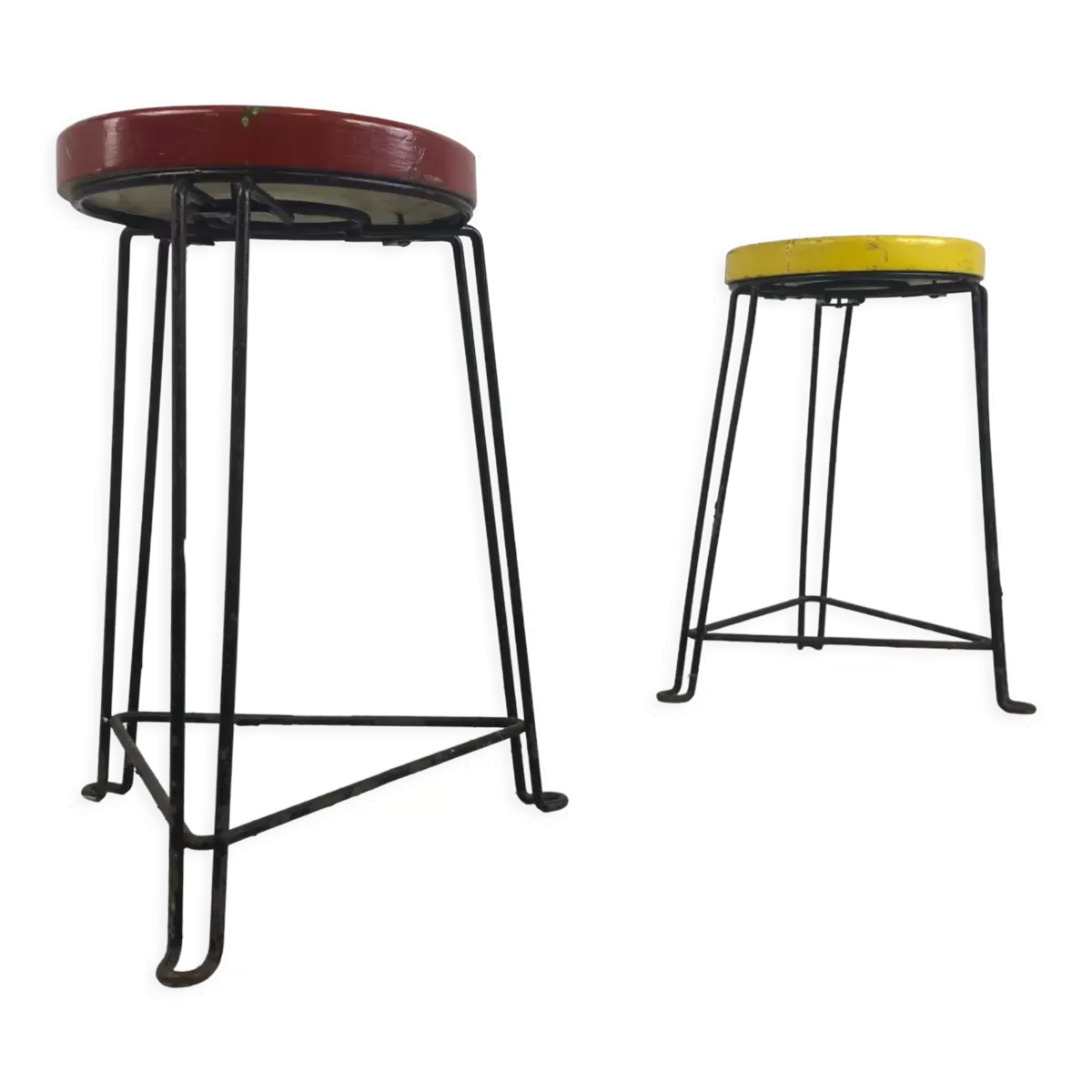 Paire de tabourets industriels du milieu du siècle, années 1950