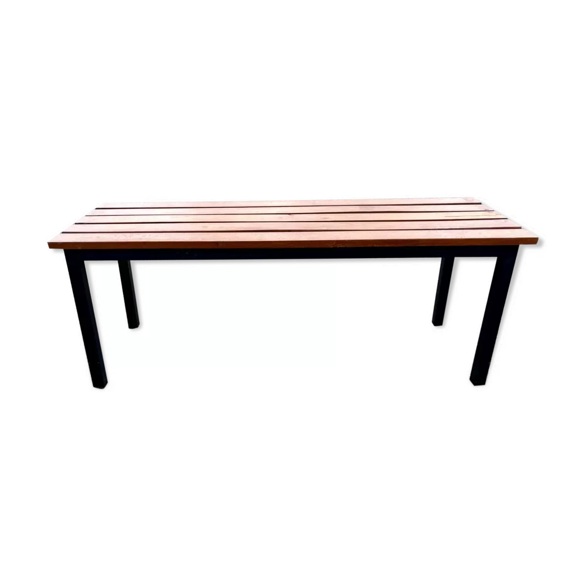 Banc industriel en acier et chêne