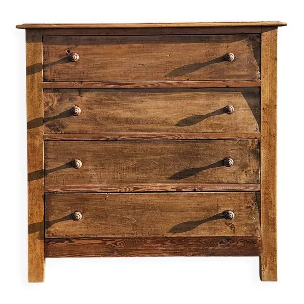 Commode ancienne en bois massif ciré – charme rustique,  circa 1880–1920