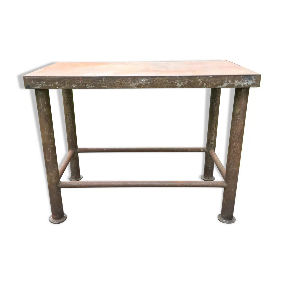 Table vintage en métal provenant d’un atelier industriel à relooker