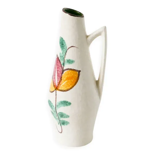 Vase en céramique, motifs à fleurs, fabriqué en Allemagne, 1970