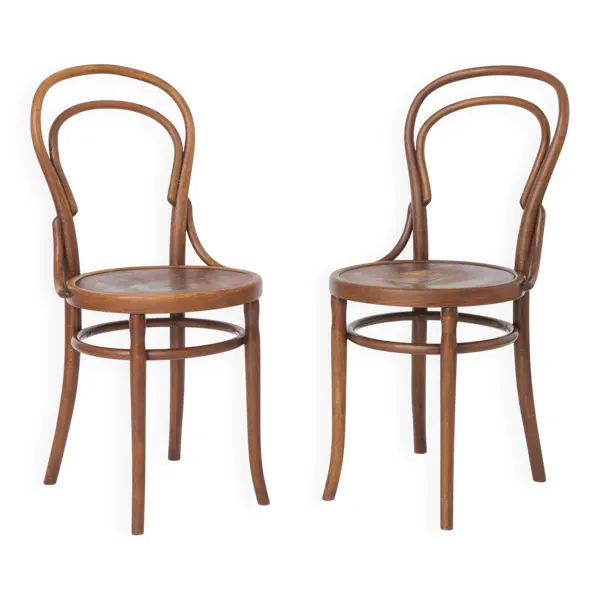 Paire de chaises en bois cintré antiques   Chaises de salle à manger en hêtre autrichien   Années 1930
