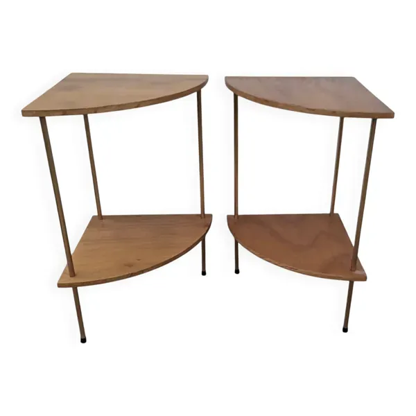 Paire d'étagères Encoignures 60/70 Design Vintage sellette console