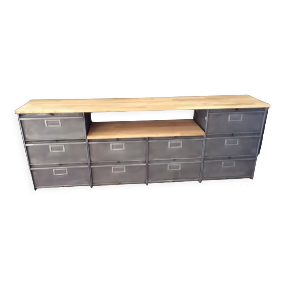 Meuble de TV industriel à clapets Ronéo bois