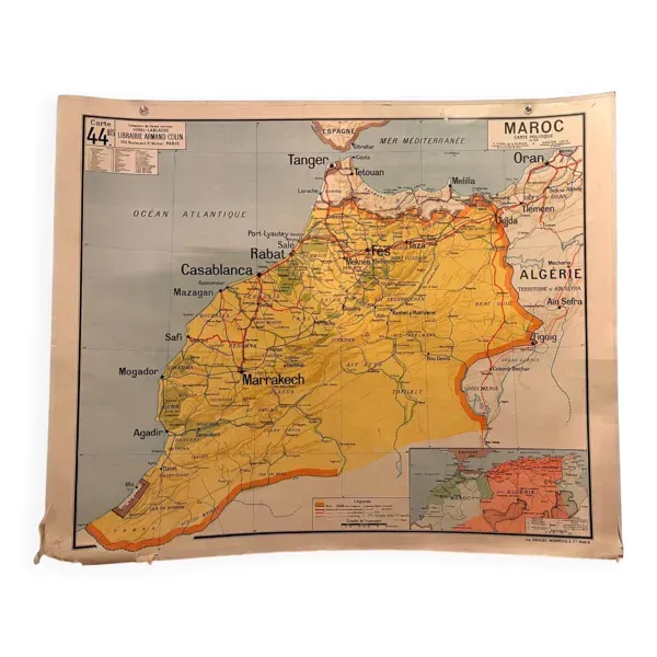 Carte géographie Maroc vintage Vidal Lablache