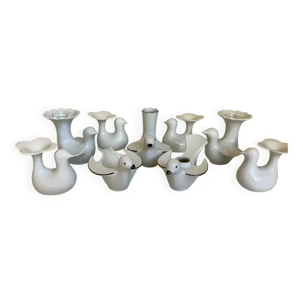 Huit bougeoirs oiseaux bavaria et arzberg Germany