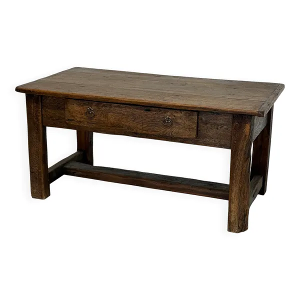 Table de ferme ancienne en chêne massif, 1 tiroir, France