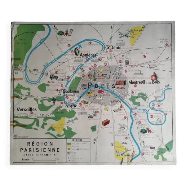 Carte scolaire vintage mdi France Paris Région parisienne