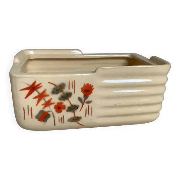 Jardinière Art Déco motif fleurs aux pochoirs