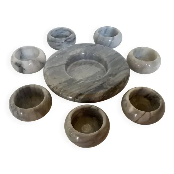 8 bougeoirs en marbre gris