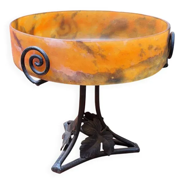 Coupe à fruits en verre et fer forgé