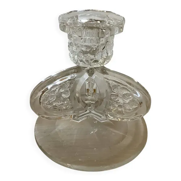 Bougeoirs fleurs ailes de papillon verre moulé