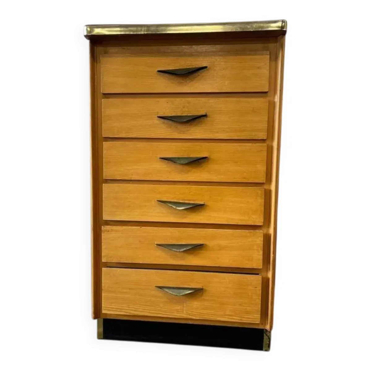 Mini commode vintage en bois avec plateau en formica