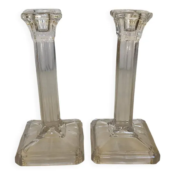 Paire de bougeoirs géométriques art déco