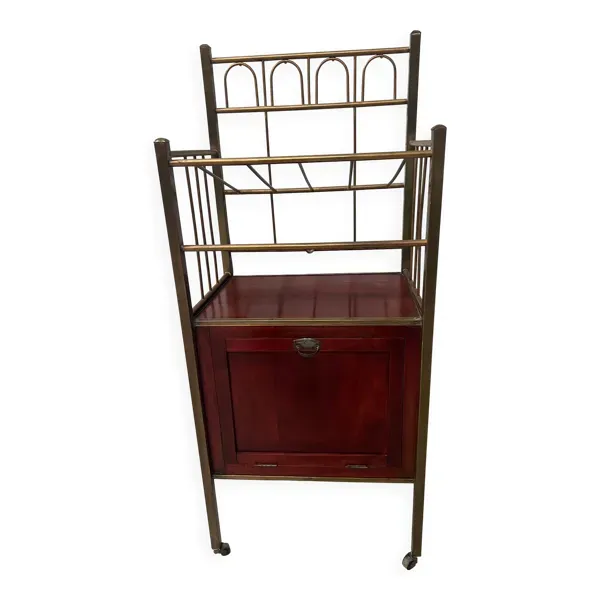 Bar roulant en laiton et bois doré XX siècle