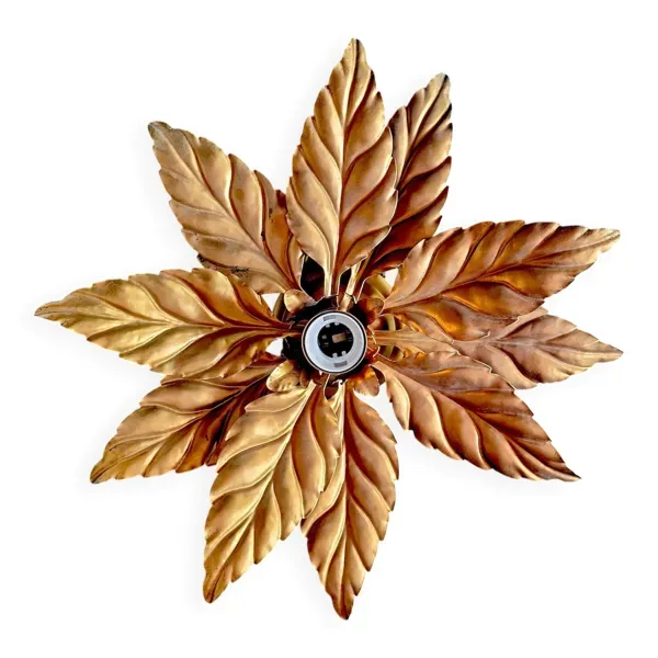 Plafonnier en laiton doré florentin des années 1960 par Hans Kögl.