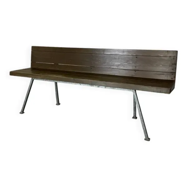 Banc Moderniste en Bois et Acier par Dom Hans van der Laan, 1965