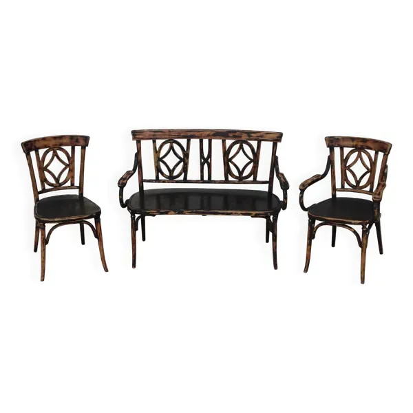 Salon Baumann, fauteuil, banquette et chaise bistrot