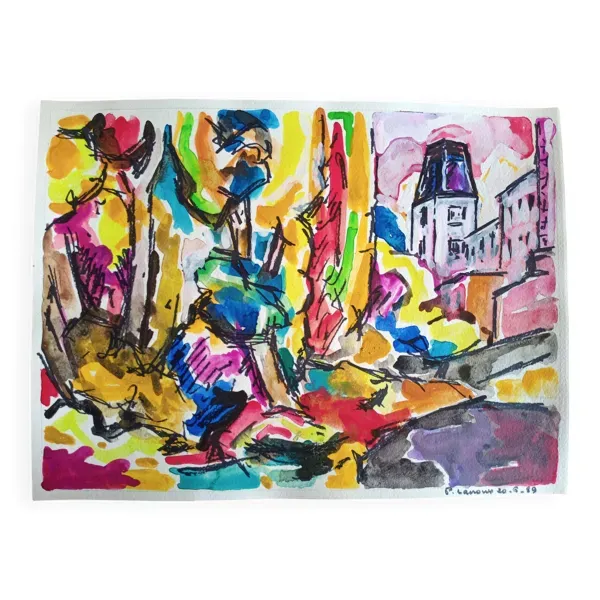 Pierre Lacroux (1909- 1993) Gouache sur papier 24 x 32 cm - de 1989 - (293)