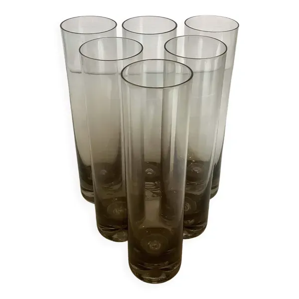 Six vases soliflores bulles style Kosta Boda