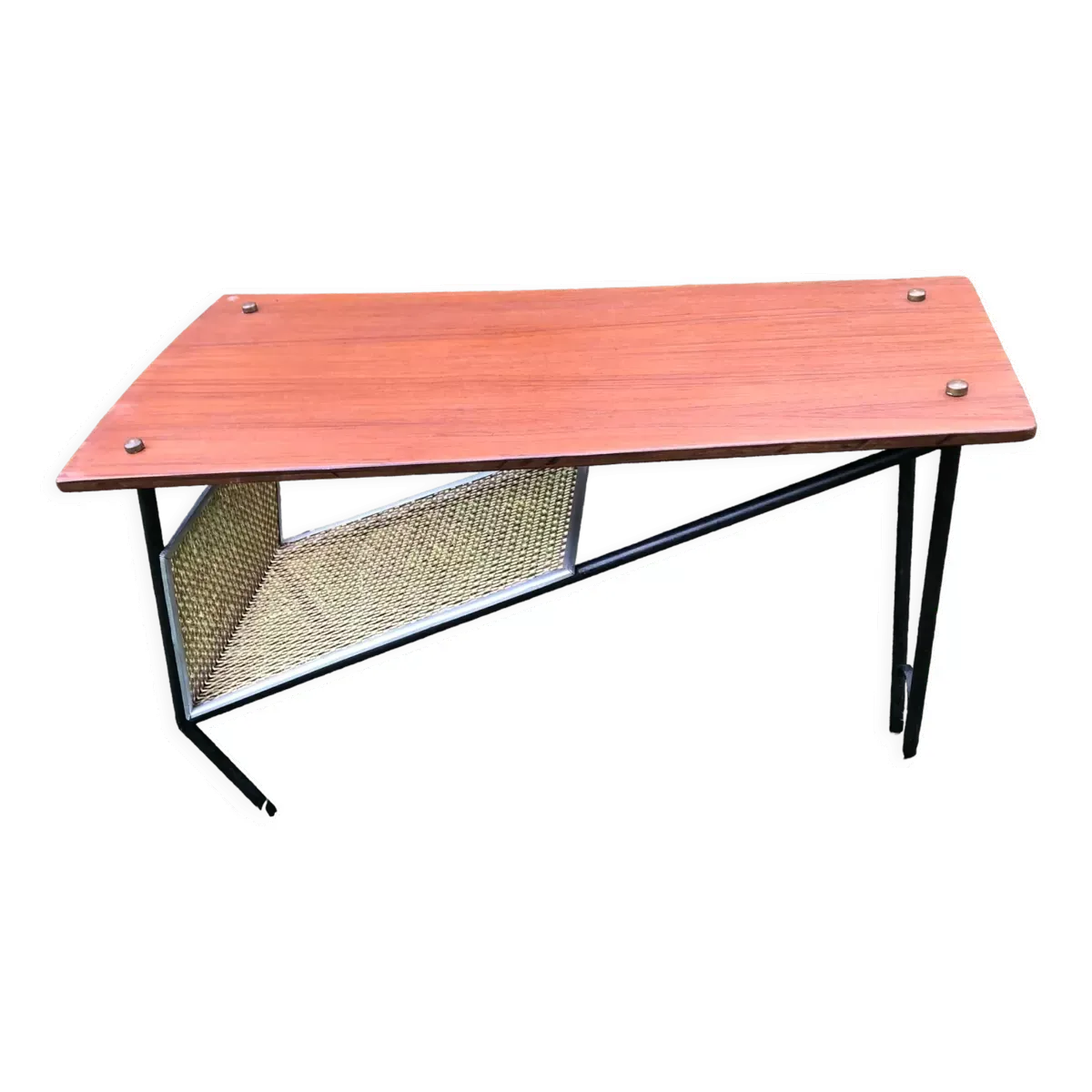 Table basse teck avec porte revue années 60
