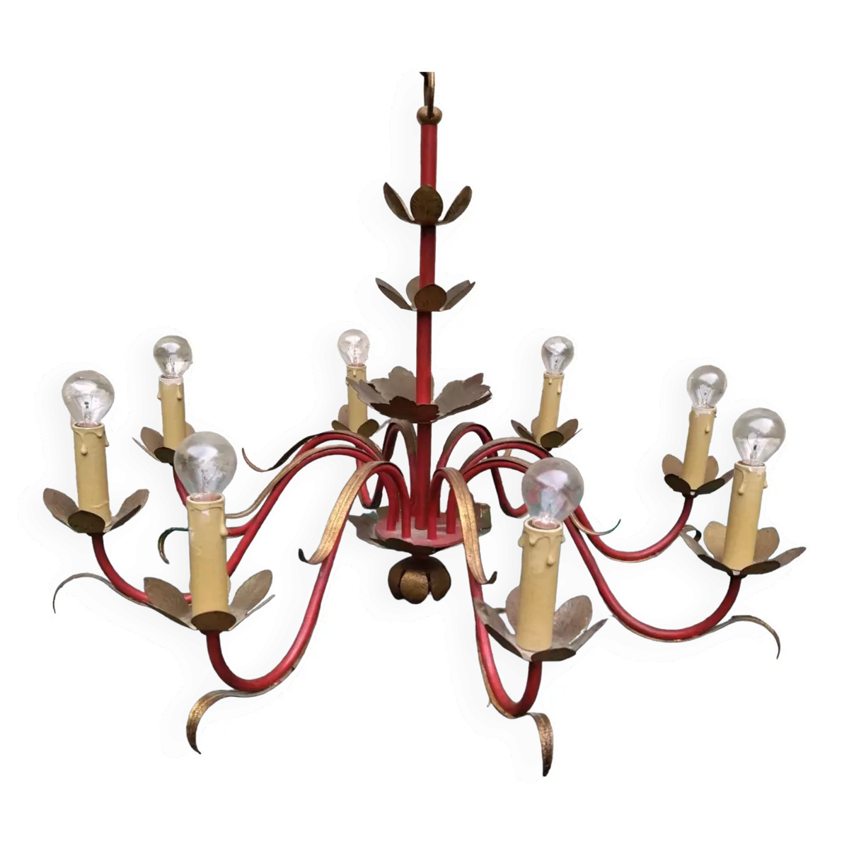 Lustre tôle doré masca Italy années 60 Hollywood regency