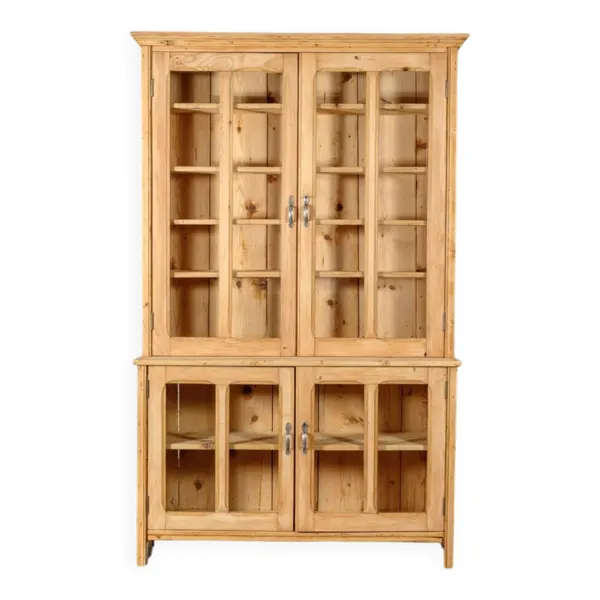 Bibliothèque/vaisselier en bois brut