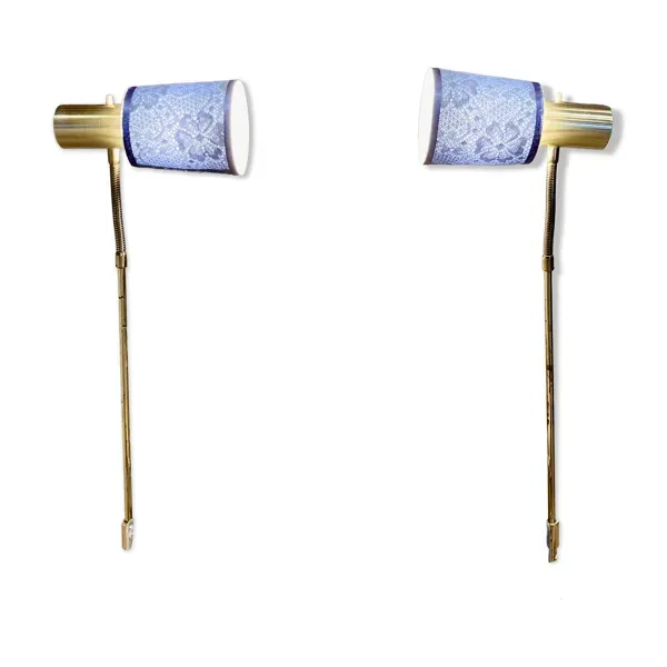 Paire de grandes lampes modulables industrielles 1950.