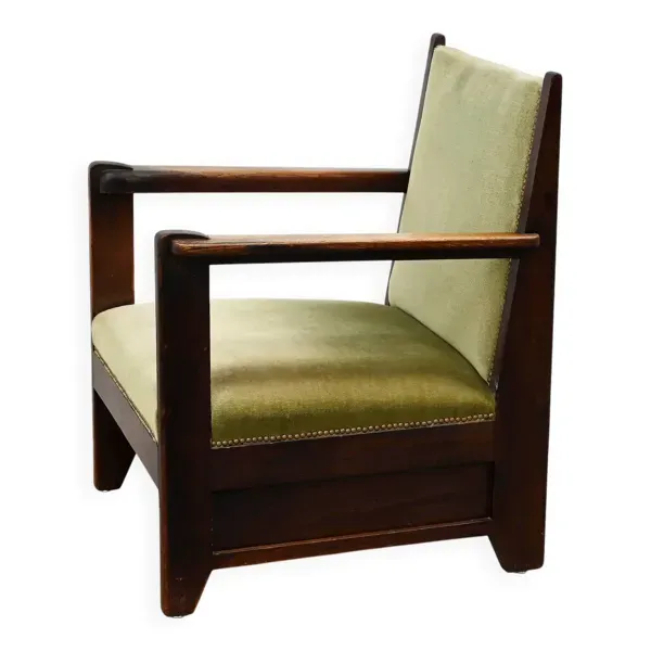 Fauteuil de l'École de La Haye en chêne teinté, Pays-Bas, années 1920