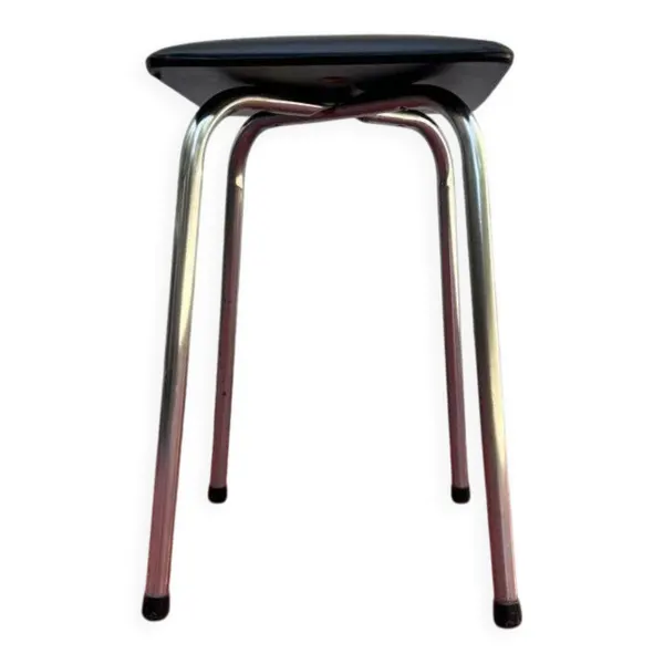Tabouret vintage en skaï noir