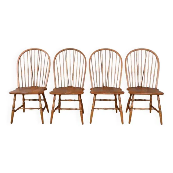 4 Chaises Windsor en hêtre, Angleterre début XXe