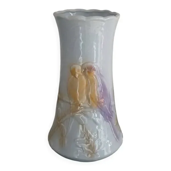 Vase en faïence émaillée décor ''oiseaux'', Manufacture de Salins-les-Bains