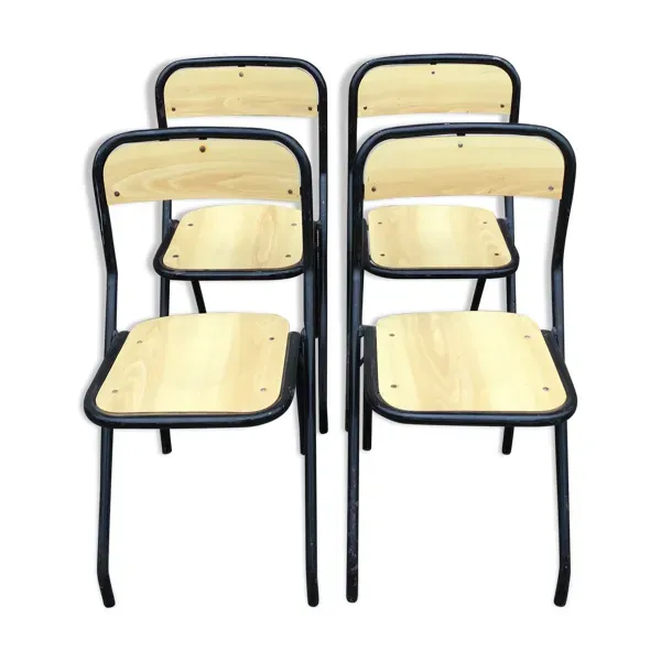 Set de 4 chaises design d’école vintage 1960
