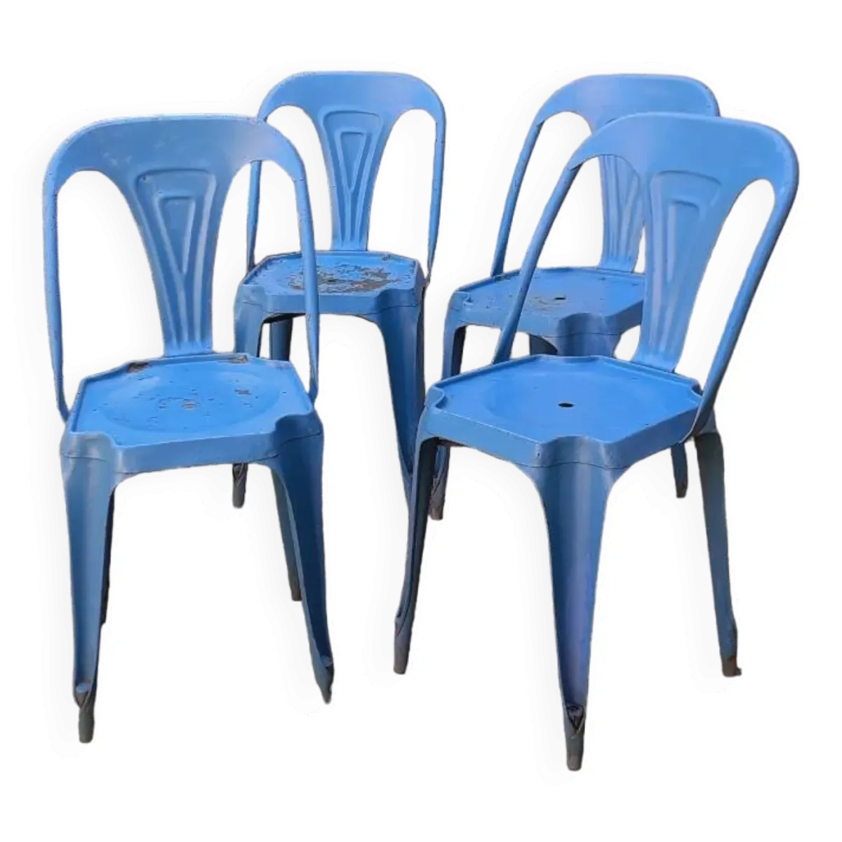 4 chaises industrielles année 50 marque Multipl's par Joseph Mathieu