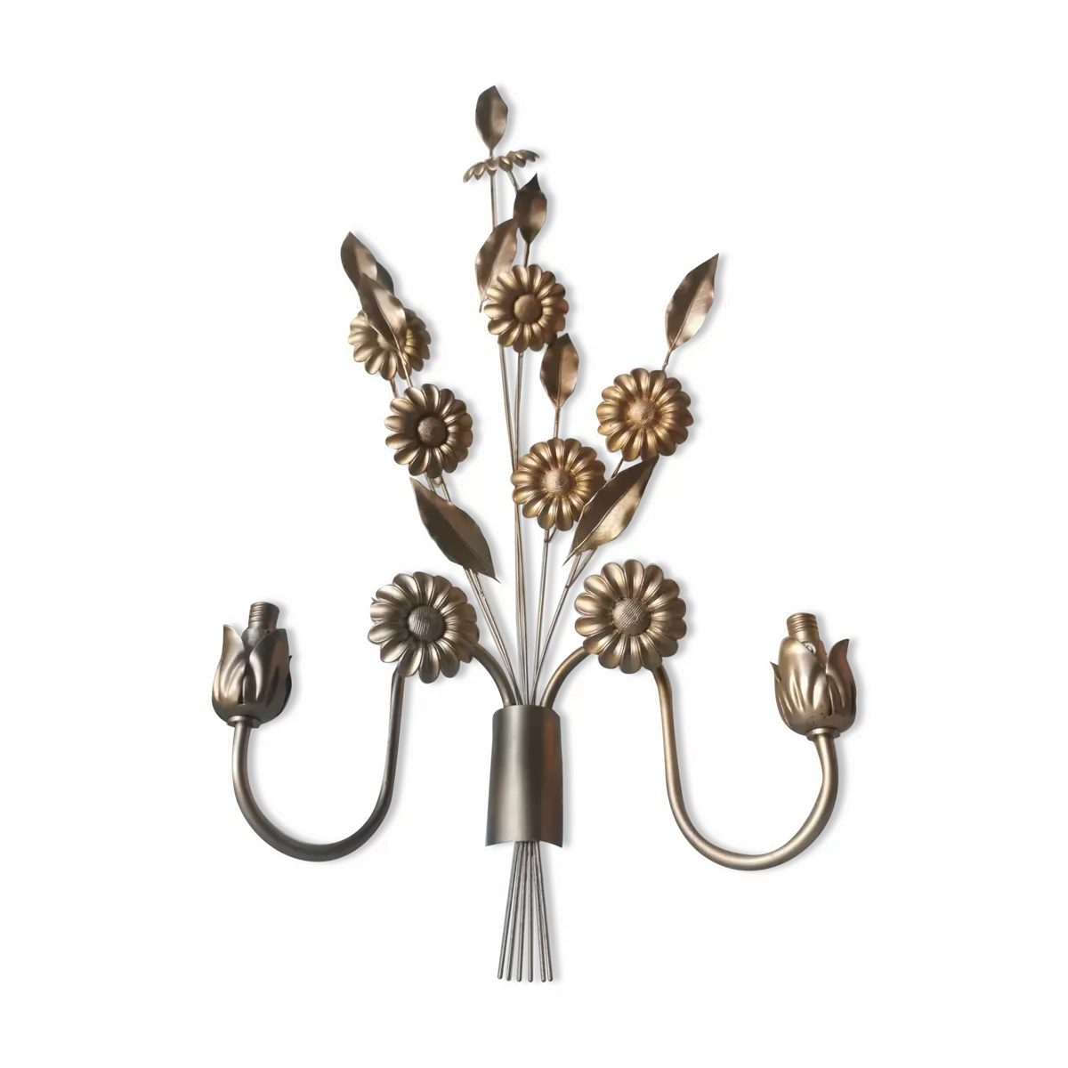 Applique murale fleurs metal doré