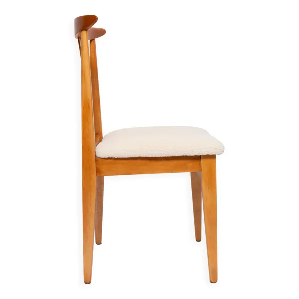 Chaise Mid-Century en Bouclé Ivoire Crème, conçue par M. Zielinski, Europe, 1960s