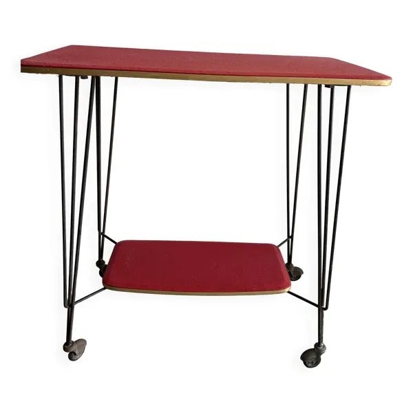 Desserte / console vintage Formica rouge - années 50/60