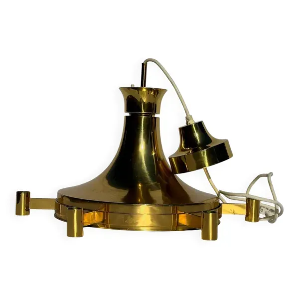 Carl Fagerhult pour Fagerhults – Lustre en laiton, Suède, années 1970