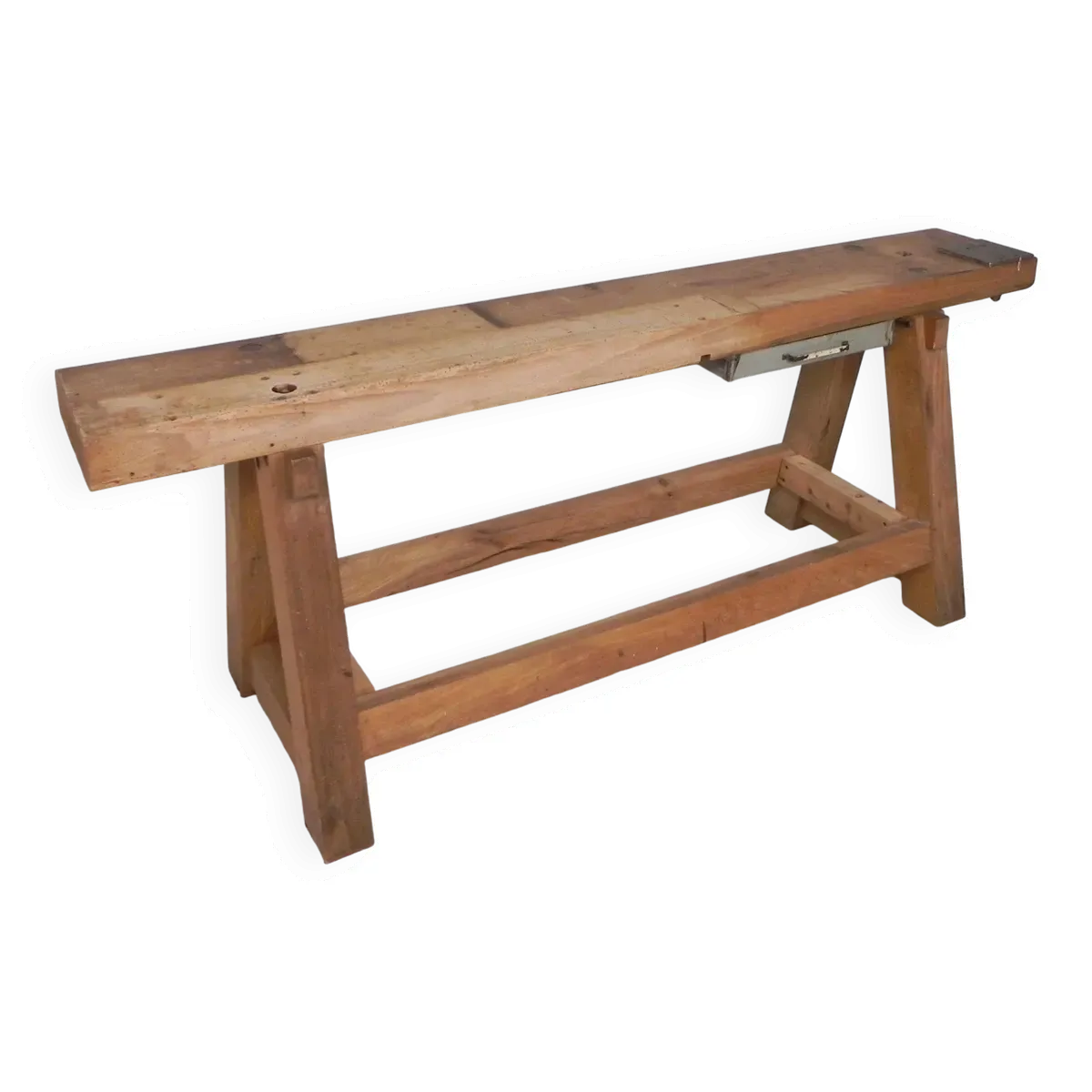 Établi en chêne de 2 mètres de long, années 1950