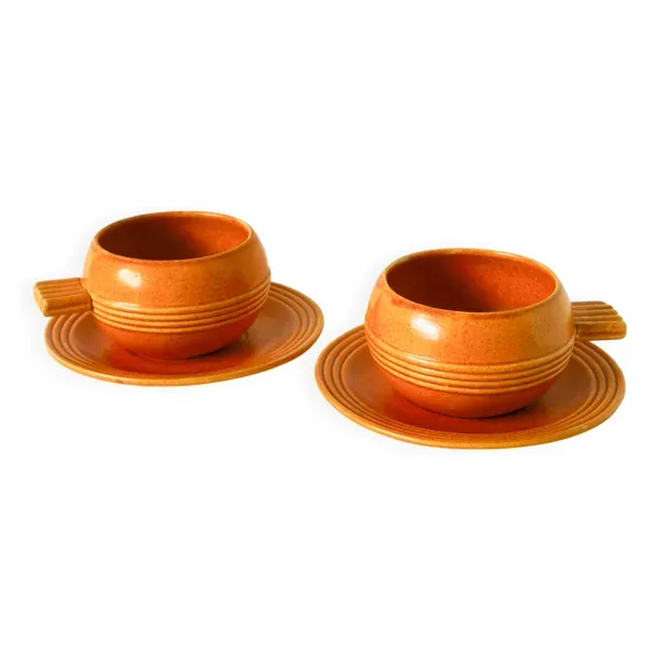 Paire de déjeuners en grès, Made in France, 1970