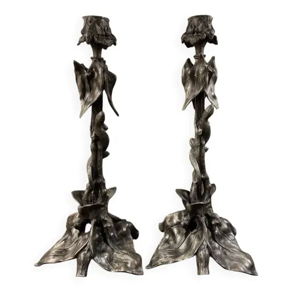 Paire de bougeoirs Art Nouveau vers 1900