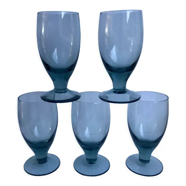 Lot de 5 verres à liqueur en verre fumé design années 70