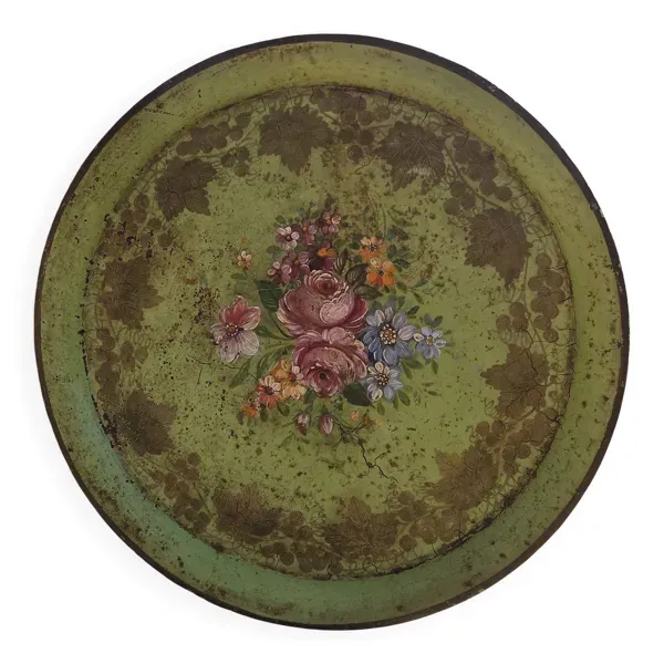 Plateau metal décor floral
