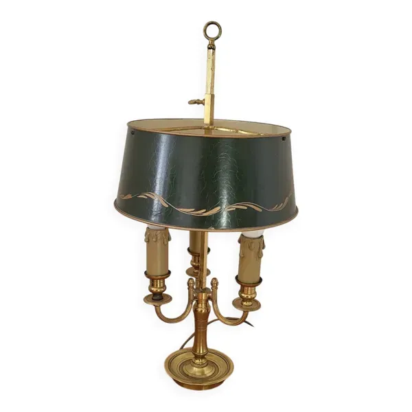 Ancienne Lampe Bouillotte de Style Empire en laiton et tôle