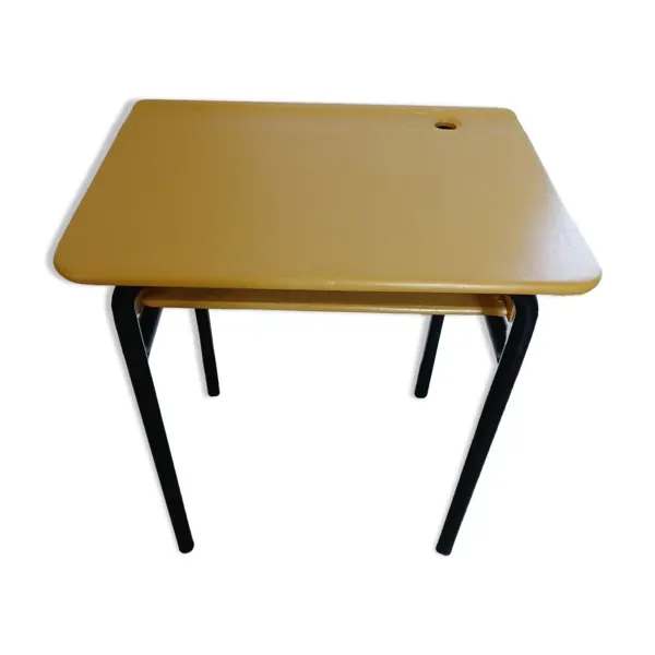 Bureau d'écolier en bois, restauré