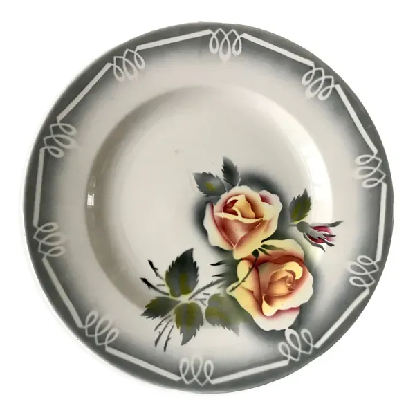 Plat rond Digoin Sarreguemines modèle ''Adèle'' années 30-40