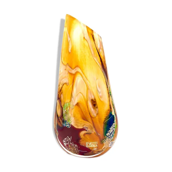 Vase Murano Sommerso OBALL Signé & Étiqueté Or 24k H30cm 2,5kg Neuf