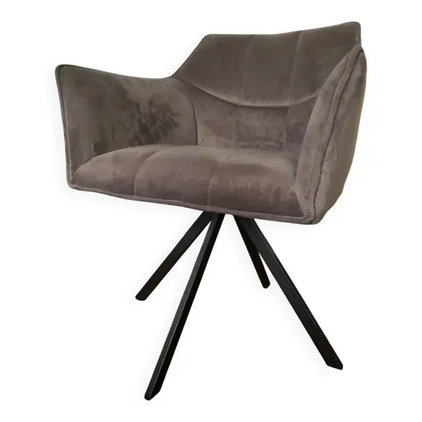 Fauteuil pivotant en tissu gris style industriel